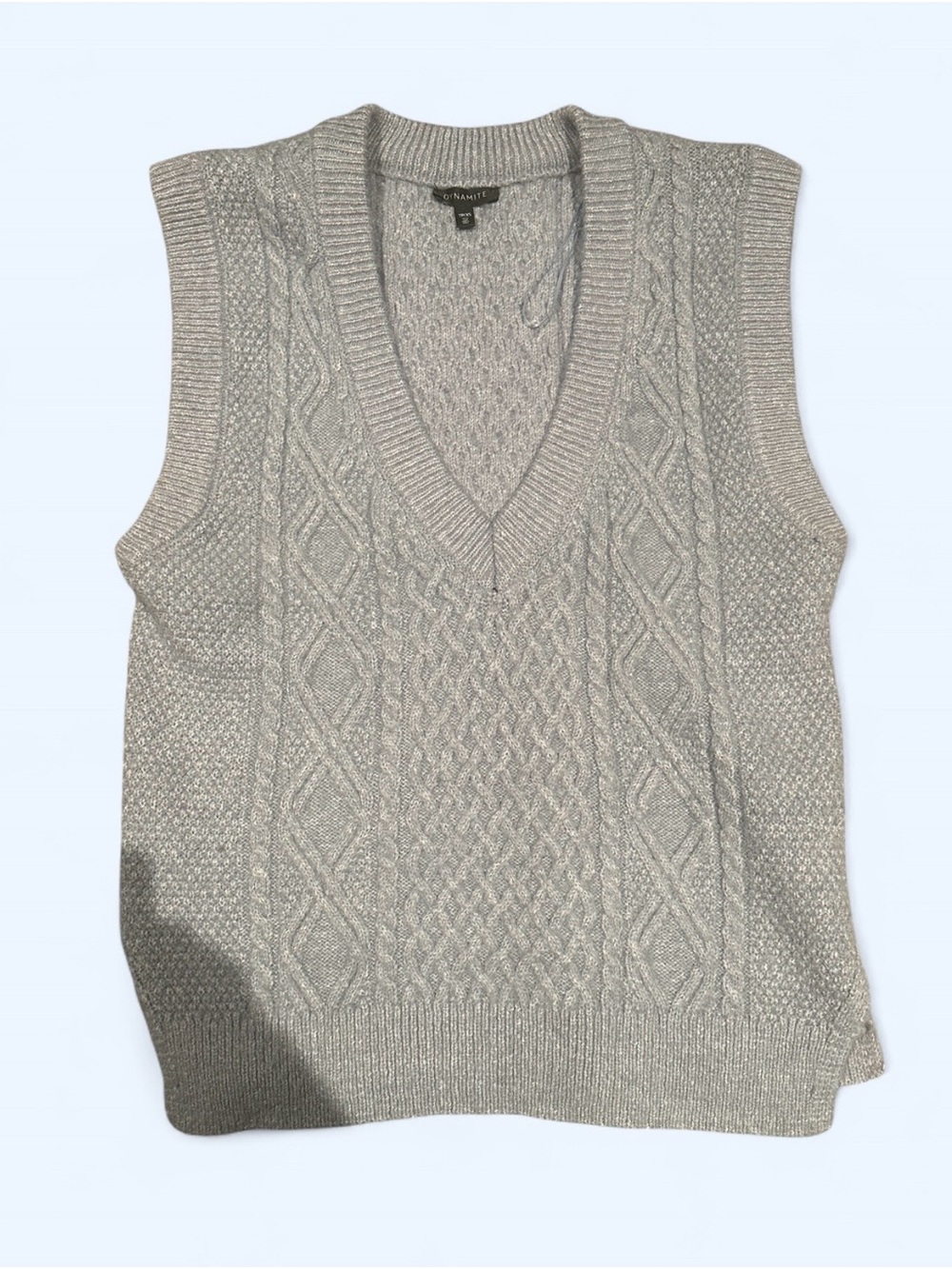 Dynamite Soft Knit V-Neck Sweater Vest in Light Blue